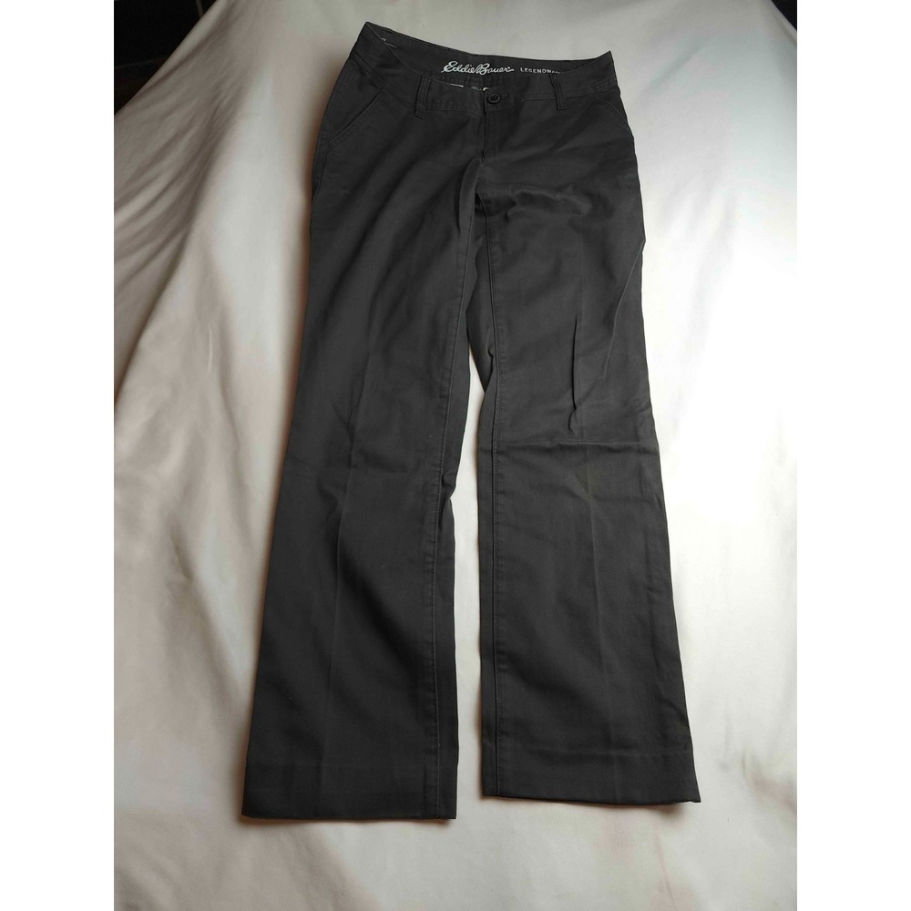 Eddie Bauer Legend Wash Pants Womens Size 4 Black Twill Chinos Casual Classic